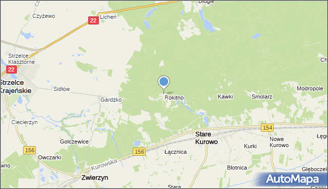 mapa Rokitno, Rokitno gmina Stare Kurowo na mapie Targeo